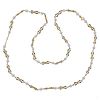 18k Gold Pearl Enamel Chain Long Necklace 