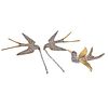 18k Gold Diamond Ruby Swallow Bird Earrings Pendant Set 