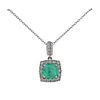 Kallati White Gold Emerald Diamond Pendant Necklace