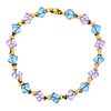 Marina B 18k Gold Pink Blue Gemstone Necklace 