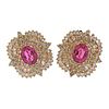 14k Gold Certified 3.80ctw Pink Tourmaline Diamond Earrings 