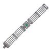 Platinum Diamond Emerald Pearl Bracelet 