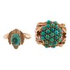 A Pair of Turquoise Rings in Gold