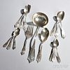 Fifteen Pieces of Whiting Ivy   Pattern Sterling Silver Flatware