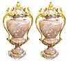 Pair of French Marble & Gilt Bronze Urns