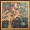 Mid-Century Modern Abstract Oil on Canvas, Signed