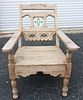 Antique Indian Carved  Wood Chair w Tile
