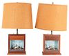 Pair of Vintage Table Lamps w Diorama Bases
