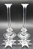 (2) Glass Candle Sticks & (2) Candle Holders
