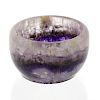 A small Blue John bowl.  The hemispherical body with a medial band of violet veining beneath pale ri