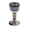 A Blue John miniature chalice or gobletMillers Vein The rounded funnel bowl with dark rim band over