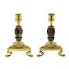 A good pair of Blue John ormolu-mounted candlesticks Early 19th century The bead-edged cylindrical s