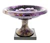 A Blue John pedestal dish or tazzaTreak Cliff Blue Vein The dished circular bowl with rolled rim and