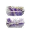 A pair of amethyst salts Each of dished oblong form with sloping sides, 62mm x 47mm x 18mm high, 98g