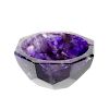 A small fluorite octagonal bowl Of mottled amethyst hue with hemispherical interior and pentagonally