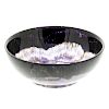 A Blue John bowl Of footed hemispherical form, with lilac concentric veining akin to tree rings with