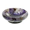 A small Blue John shallow bowl or dish Of footed squat circular form, 57mm diameter x 18mm high, 64g