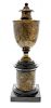 A Blue John pedestal urn 19th century Of neoclassical shouldered ovoid form, the ball knop over spre