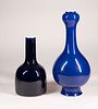 Two Chinese Blue-Glazed Porcelain Vases