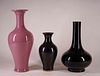 Three Chinese Monochrome Glazed Porcelain Vases