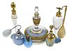 Six Art Glass Perfume Bottles and Atomizers