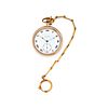 WALTHAM, GOLD-FILLED OPEN FACE POCKET WATCH WITH FOB CHAIN