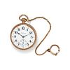 HAMILTON, GOLD-FILLED OPEN FACE POCKET WATCH WITH FOB CHAIN