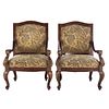Pair of George III Style Upholstered Arm Chairs