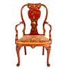 Queen Anne Style Jappaned Arm Chair