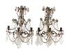 A Set of Four Louis XV Style Brass and Glass Three-Light Sconces
Height 18 x width 14 x depth 9 inches.