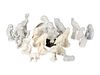 A Large Group of European and AsianWhite-Glazed Porcelain Birds and Monkeys
Heights 2 ¾ to 10 inches.