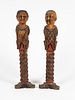 A Pair of Italian Polychromed Figural Pilasters
Height 24 x width 5 inches.