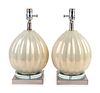A Pair of Venetian Blown Glass Lamps
Height excluding fittings 11 1/2 x diameter 9 inches.