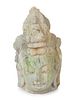 A Chinese Carved and Weathered Marble Head of Guanyin
Height 18 x width 12 1/2 x depth 9 inches.