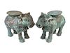 A Pair of Indian Sacred Cow-Form Metal Garden Seats
Height 19 x length 26 x width 10 inches.