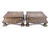 A Pair of Indian Silvered Metal-Sheathed Footstools
Height 5 x length 20 x depth 20 inches.