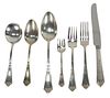 Seventy Two Piece Sterling Silver Flatware Set, hand hammered, along with a large salad set, 111 t.oz., plus 11 handles.