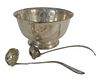 Three Piece Group of Sterling Silver to include a large Gorham Revere style sterling bowl, height 7 5/8 inches, diameter 14 inches; along with a pair 