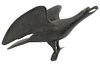 Folk Art Carved Wood Eagle Weathervane having spread wings and painted black with white head 19th century or later, height 15 inches, width 12 inches,