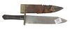 B. Richardson Philadelphia Clip Point Bowie Knife having wood handle with leather and brass sheath, blade marked B. Richardson, Philadelphia and Sons,