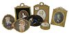 Seven Piece Group of Miniature Paintings to include a round French box having a painted portrait of a woman wearing a crown, an oval Comte De Saint Ma