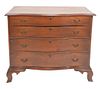 Chippendale Mahogany Four Drawer Chest having serpentine front on ogee bracket feet, height 31 1/2, width 36 1/2.