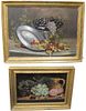 Two Framed Still Lives, one with grapes and pitcher, signed indistinctly lower right "W. Ju..."; the other with grapes and fine silver, signed indisti