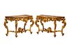 A Pair of Louis XV Style Giltwood Console Tables
Height 39 x width 63 1/2 x depth 28 inches.