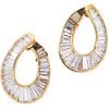 PAIR OF EARRINGS WITH DIAMONDS IN 18K YELLOW GOLD with 56 baguette and trapezoid baguette cut diamonds ~6.80 ct. Weight: 12.8 g