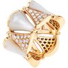RING WITH MOTHER OF PEARL AND DIAMONDS IN 18K PINK GOLD, BVLGARI, DIVAS' DREAM COLLECTION Weight: 9.4 g. Size: 4 ½