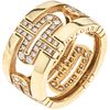 RING WITH DIAMONDS IN 18K YELLOW GOLD, BVLGARI, PARENTESI COLLECTION with 96 brilliant cut diamonds ~0.90 ct. Size: 6