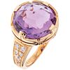 RING WITH AMETHYST AND DIAMONDS IN 18K PINK GOLD, BVLGARI, PARENTESI COLLECTION 1 amethyst ~7.0 ct and 12 diamonds