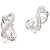 PAIR OF EARRINGS WITH DIAMONDS IN 18K WHITE GOLD, TIFFANY & CO., PALOMA PICASSO COLLECTION with 16 diamonds ~0.16 ct