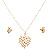 CHOKER,PENDANT AND PAIR OF STUD EARRINGS WITH DIAMONDS IN 18K PINK GOLD, TIFFANY & CO., PALOMA PICASSO OLIVE LEAF COLLECTION